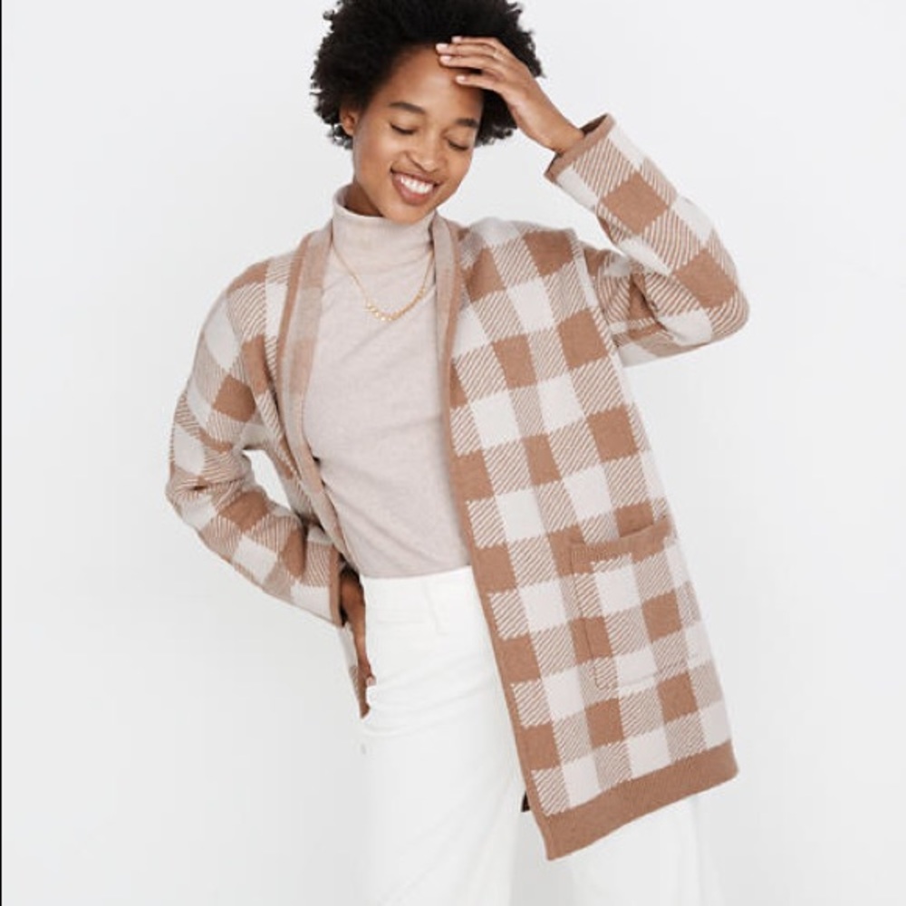 Madewell Minetta Sweater Coat in Buffalo Check
